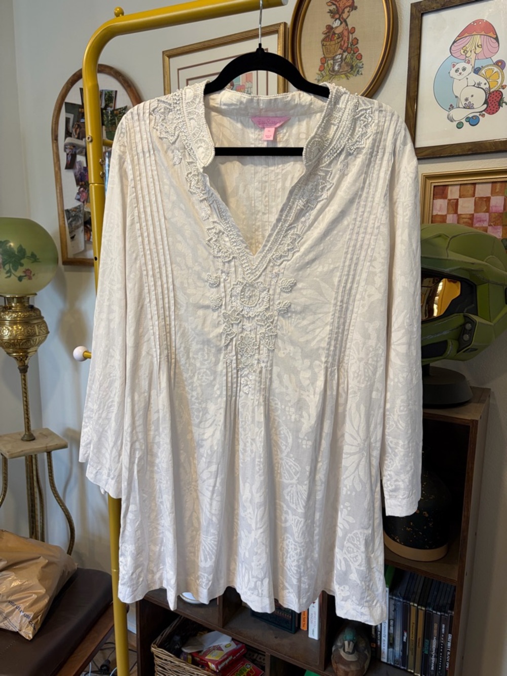 Lily Pulitzer White Embroidered V-Neck Tunic Dress